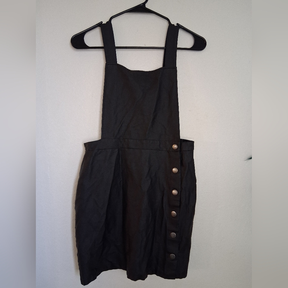 4/$20 Wild Fable Black Faux Leather Pinafore Overall Dress